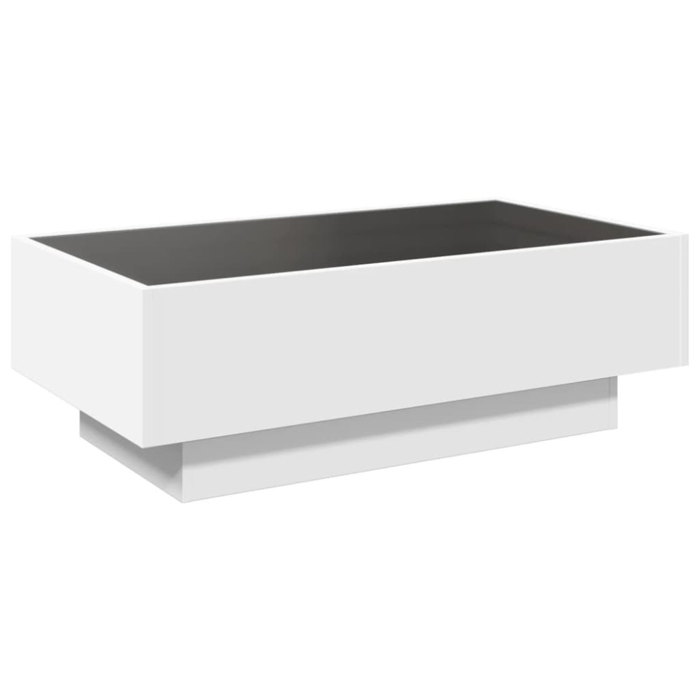 Produktbild för Soffbord med LEDs vit 90x50x30 cm konstruerat trä