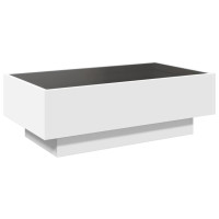 Produktbild för Soffbord med LEDs vit 90x50x30 cm konstruerat trä