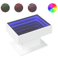 Produktbild för Soffbord med LEDs vit 70x50x45 cm konstruerat trä