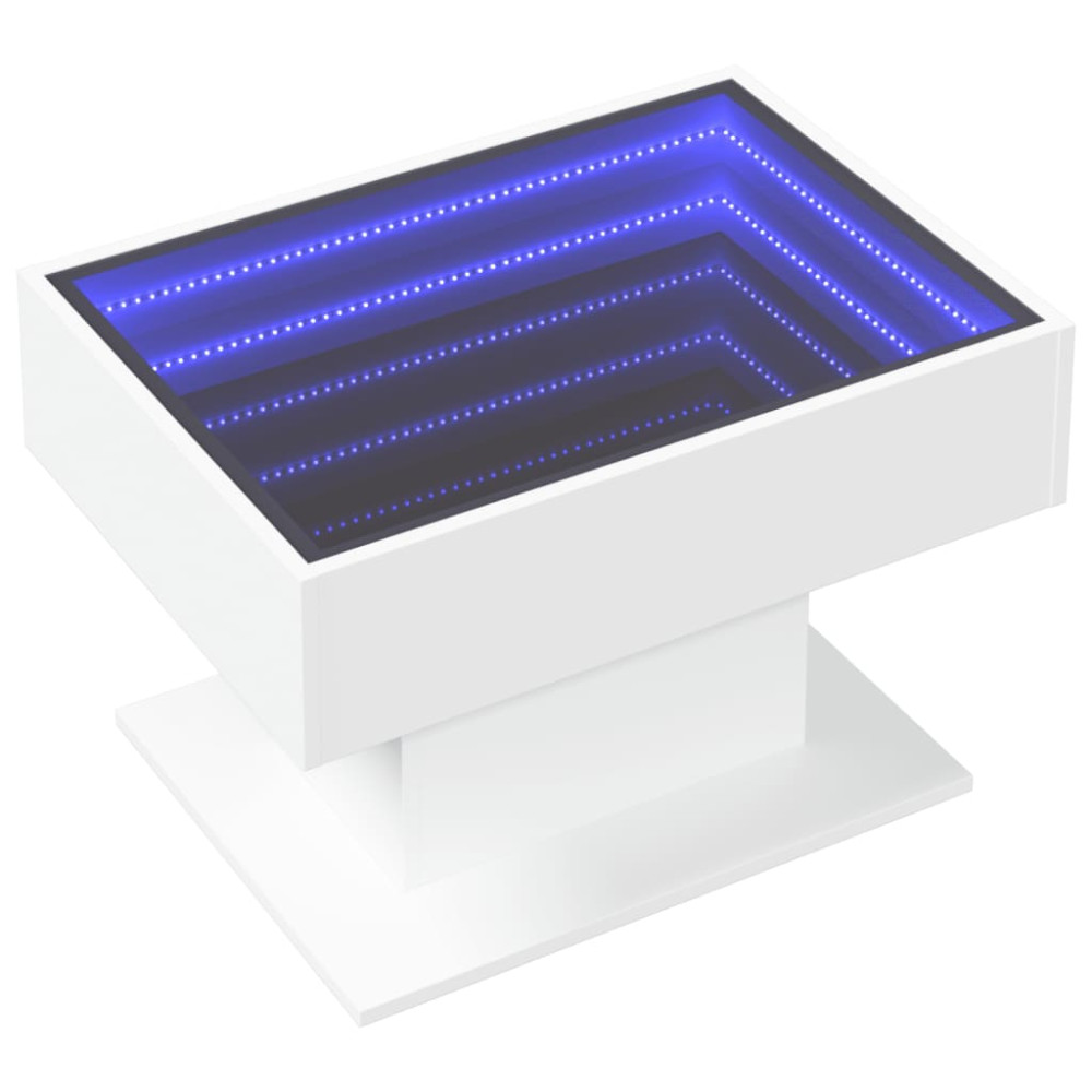 Produktbild för Soffbord med LEDs vit 70x50x45 cm konstruerat trä