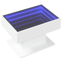 Produktbild för Soffbord med LEDs vit 70x50x45 cm konstruerat trä