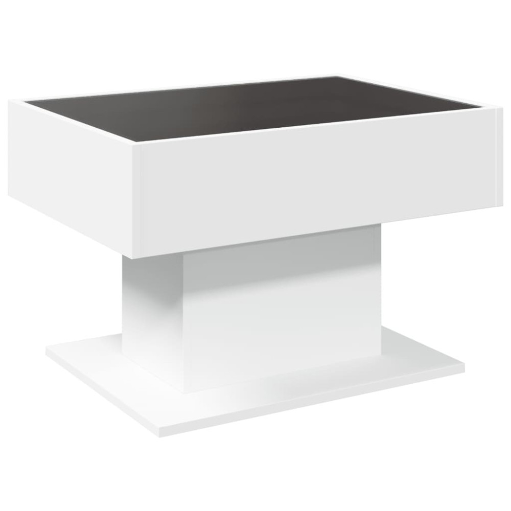 Produktbild för Soffbord med LEDs vit 70x50x45 cm konstruerat trä