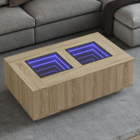 Produktbild för Soffbord med Infinity LEDs sonoma-ek 116x69x40 cm