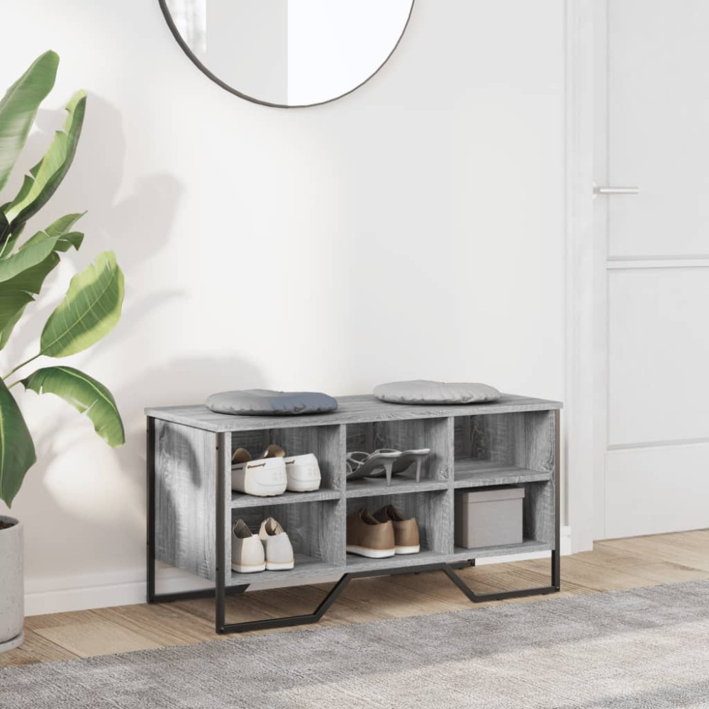 Produktbild för Skoskåp grå sonoma 90x38x45,5 cm konstruerat trä