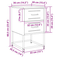Produktbild för Sängbord 2 st antracit 36x39x60,5 cm stål