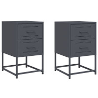 Produktbild för Sängbord 2 st antracit 36x39x60,5 cm stål