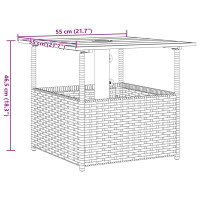 Produktbild för Trädgårdsbord med parasollhål brun 55x55x46,5 cm konstrotting