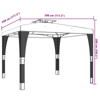 Produktbild för Paviljong med dubbelt tak gräddvit 2,98x2,98 m stål