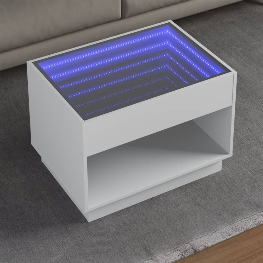 Produktbild för Soffbord med Infinity LEDs vit 70x50x50 cm