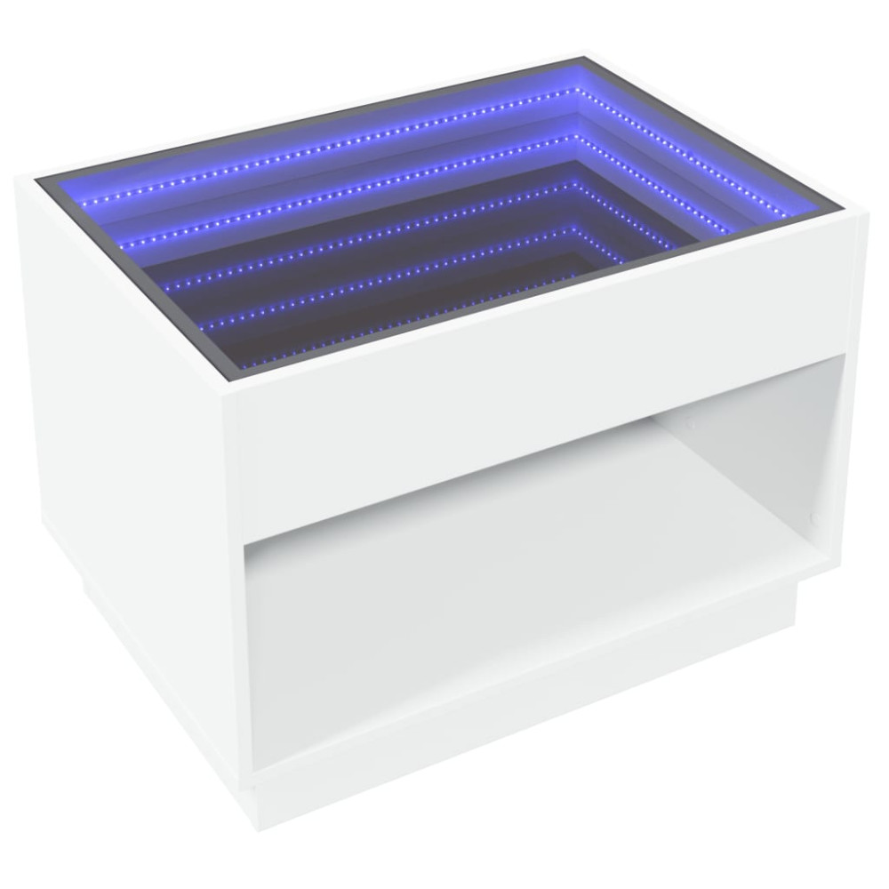 Produktbild för Soffbord med Infinity LEDs vit 70x50x50 cm