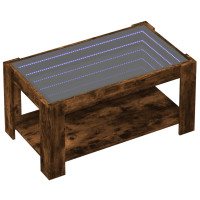 Produktbild för Soffbord med LEDs rökfärgad ek 93x53x45 cm konstruerat trä