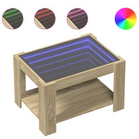 Produktbild för Soffbord med LEDs sonoma-ek 73x53x45 cm konstruerat trä