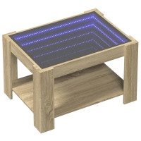 Produktbild för Soffbord med LEDs sonoma-ek 73x53x45 cm konstruerat trä