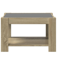 Produktbild för Soffbord med LEDs sonoma-ek 73x53x45 cm konstruerat trä