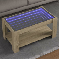 Produktbild för Soffbord med LEDs sonoma-ek 93x53x45 cm konstruerat trä