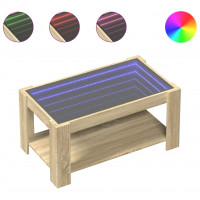 Produktbild för Soffbord med LEDs sonoma-ek 93x53x45 cm konstruerat trä