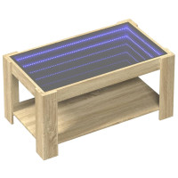 Produktbild för Soffbord med LEDs sonoma-ek 93x53x45 cm konstruerat trä