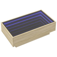 Produktbild för Soffbord med LEDs sonoma-ek 90x50x30 cm konstruerat trä