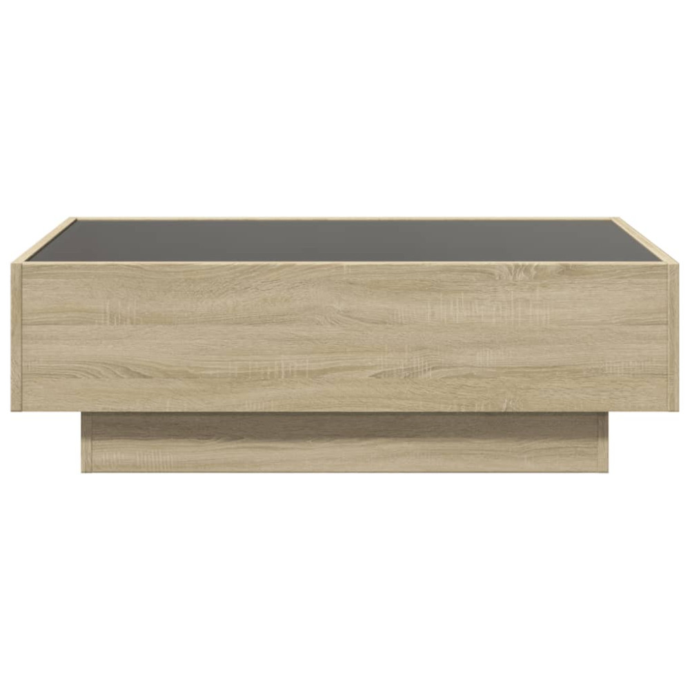 Produktbild för Soffbord med LEDs sonoma-ek 90x50x30 cm konstruerat trä
