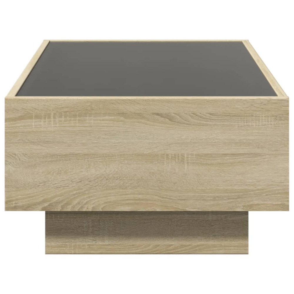 Produktbild för Soffbord med LEDs sonoma-ek 90x50x30 cm konstruerat trä