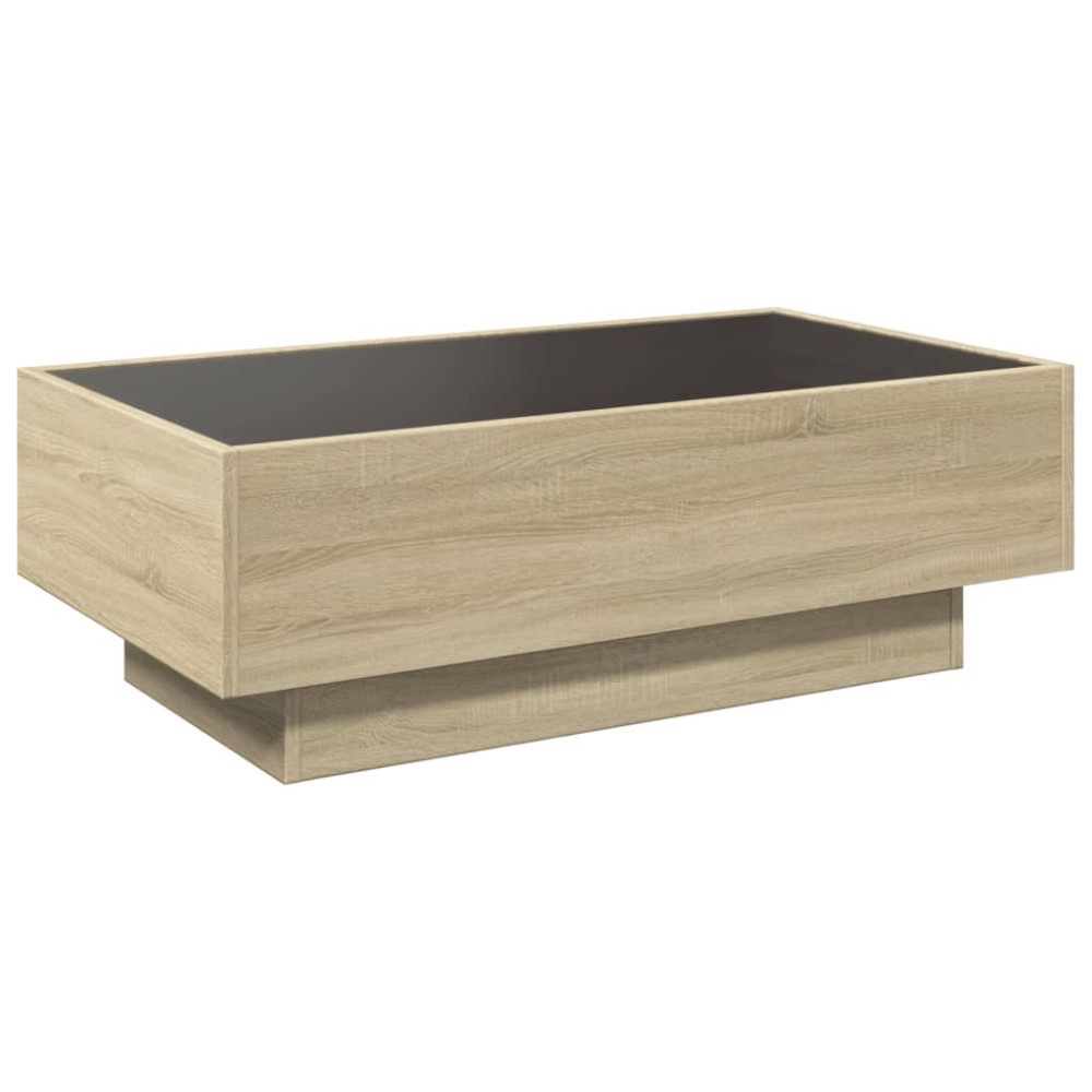 Produktbild för Soffbord med LEDs sonoma-ek 90x50x30 cm konstruerat trä