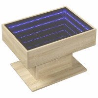 Produktbild för Soffbord med LEDs sonoma-ek 70x50x45 cm konstruerat trä