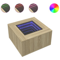 Produktbild för Soffbord med LEDs sonoma-ek 60x60x40 cm konstruerat trä