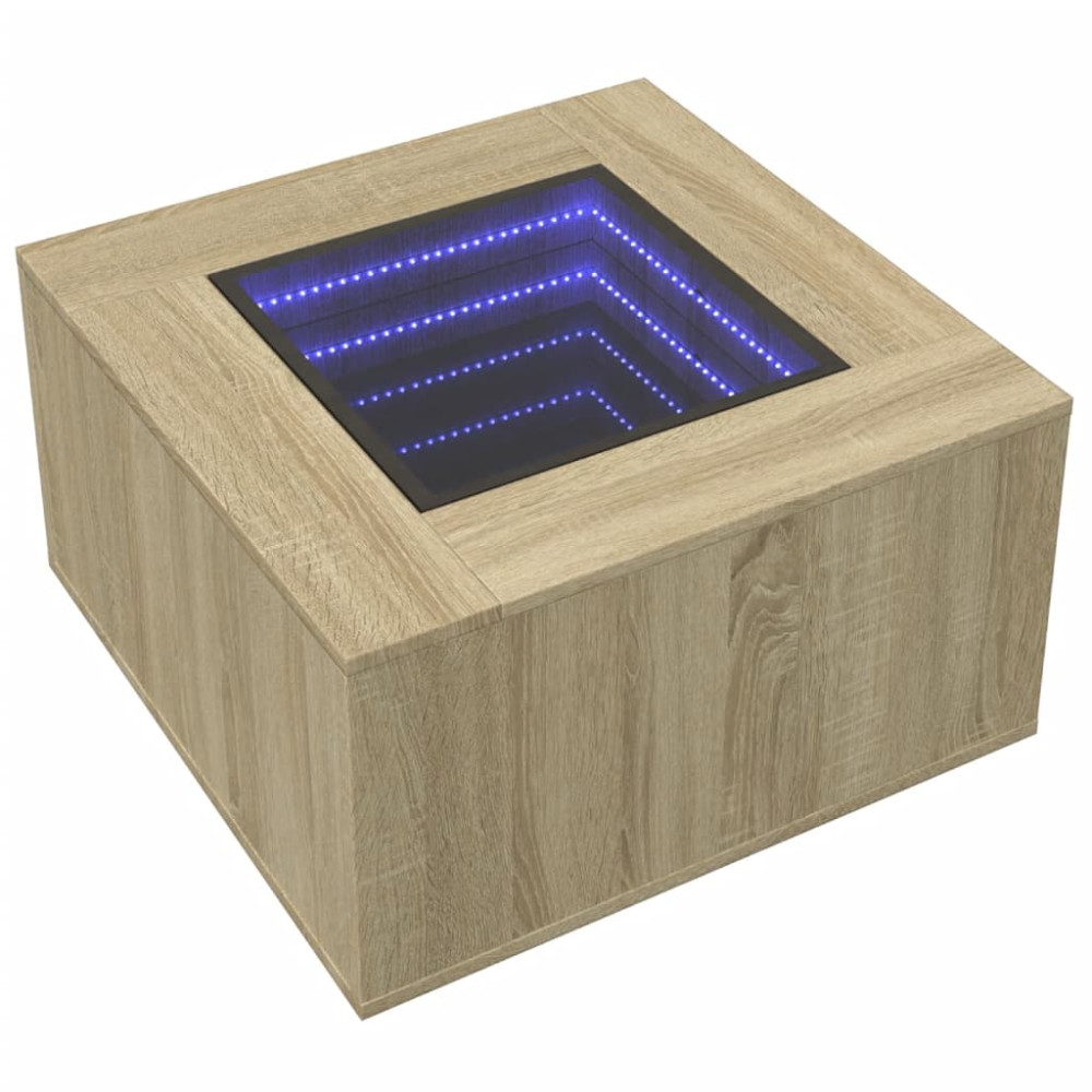 Produktbild för Soffbord med LEDs sonoma-ek 60x60x40 cm konstruerat trä