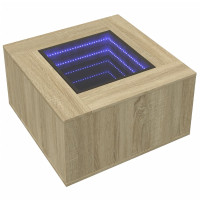 Produktbild för Soffbord med LEDs sonoma-ek 60x60x40 cm konstruerat trä