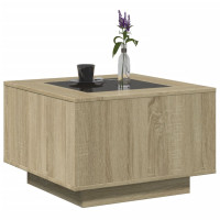 Produktbild för Soffbord med LEDs sonoma-ek 60x60x40 cm konstruerat trä