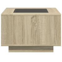 Produktbild för Soffbord med LEDs sonoma-ek 60x60x40 cm konstruerat trä