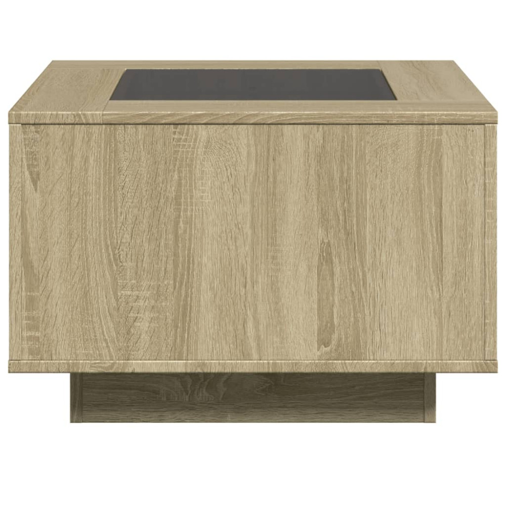 Produktbild för Soffbord med LEDs sonoma-ek 60x60x40 cm konstruerat trä