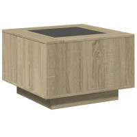 Produktbild för Soffbord med LEDs sonoma-ek 60x60x40 cm konstruerat trä