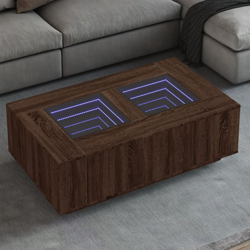 Produktbild för Soffbord med Infinity LEDs brun ek 116x69x40 cm