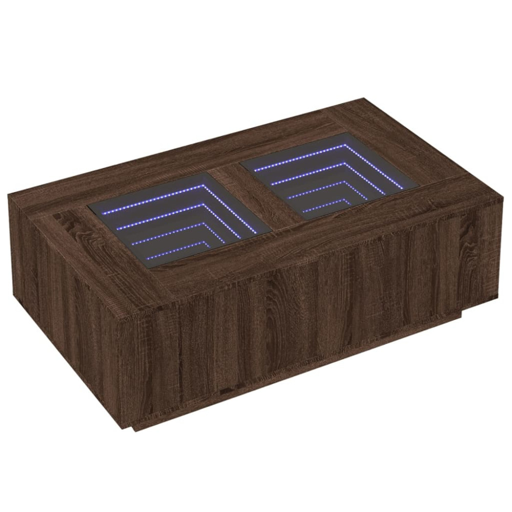 Produktbild för Soffbord med Infinity LEDs brun ek 116x69x40 cm