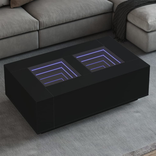 vidaXL Soffbord med Infinity LEDs svart 116x69x40 cm