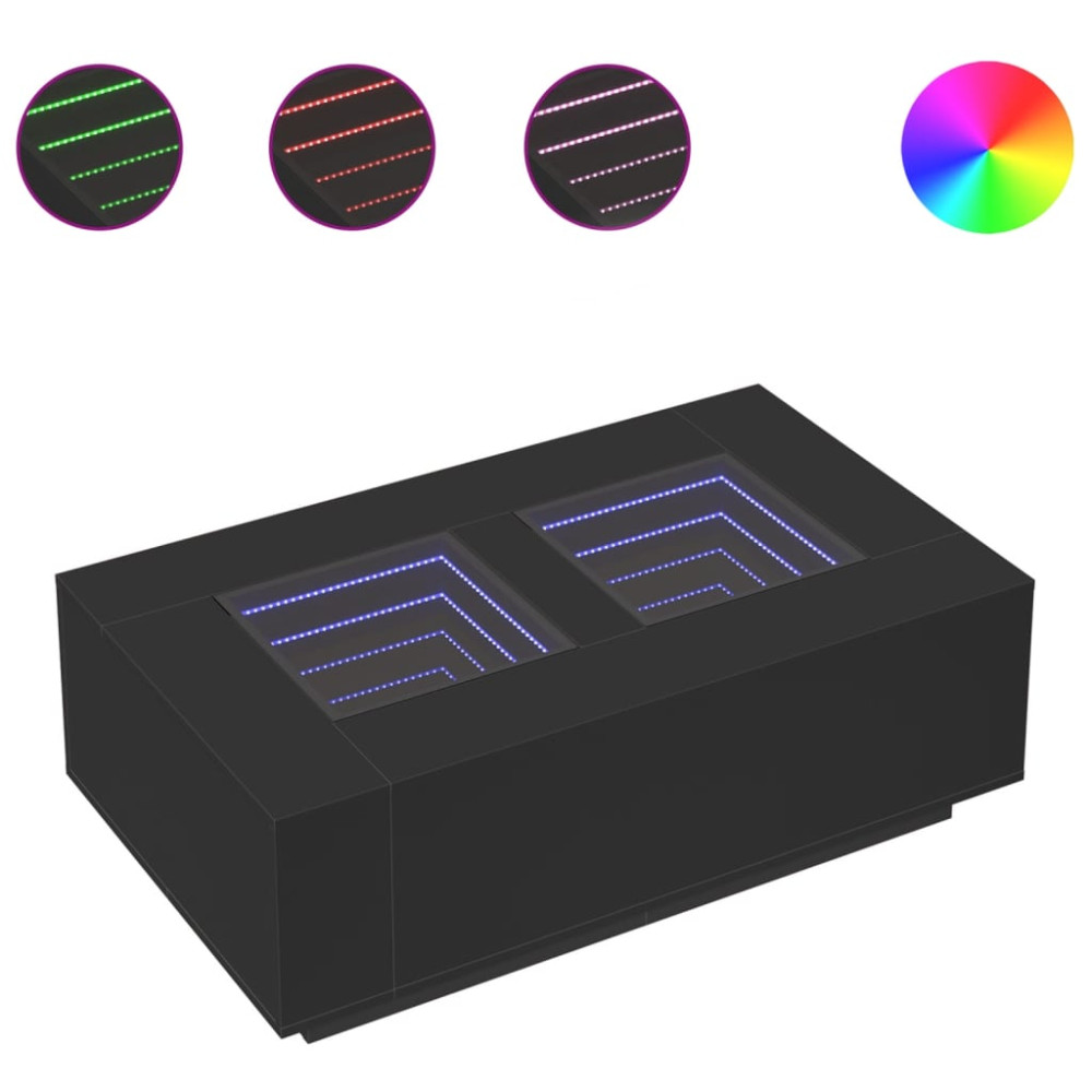 Produktbild för Soffbord med Infinity LEDs svart 116x69x40 cm