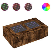 Produktbild för Soffbord med Infinity LEDs rökfärgad ek 116x69x40 cm
