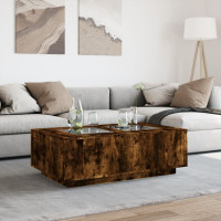 Produktbild för Soffbord med Infinity LEDs rökfärgad ek 116x69x40 cm