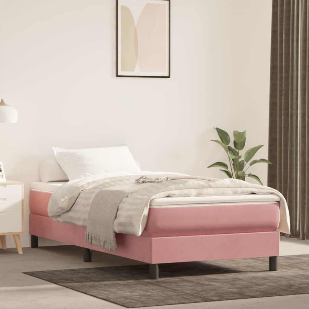 Produktbild för Pocketresårmadrass medium rosa 90x220x20 cm sammet