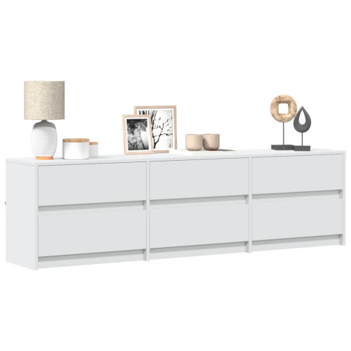 vidaXL Tv-bänk med LEDs vit 180x34x50 cm konstruerat trä - Tv-Bänkar