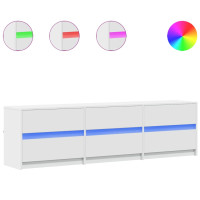 Produktbild för Tv-bänk med LEDs vit 180x34x50 cm konstruerat trä