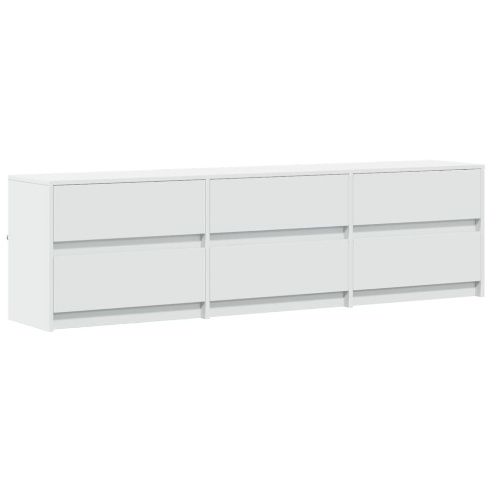 Produktbild för Tv-bänk med LEDs vit 180x34x50 cm konstruerat trä