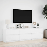 Produktbild för Tv-bänk med LEDs vit 180x34x50 cm konstruerat trä