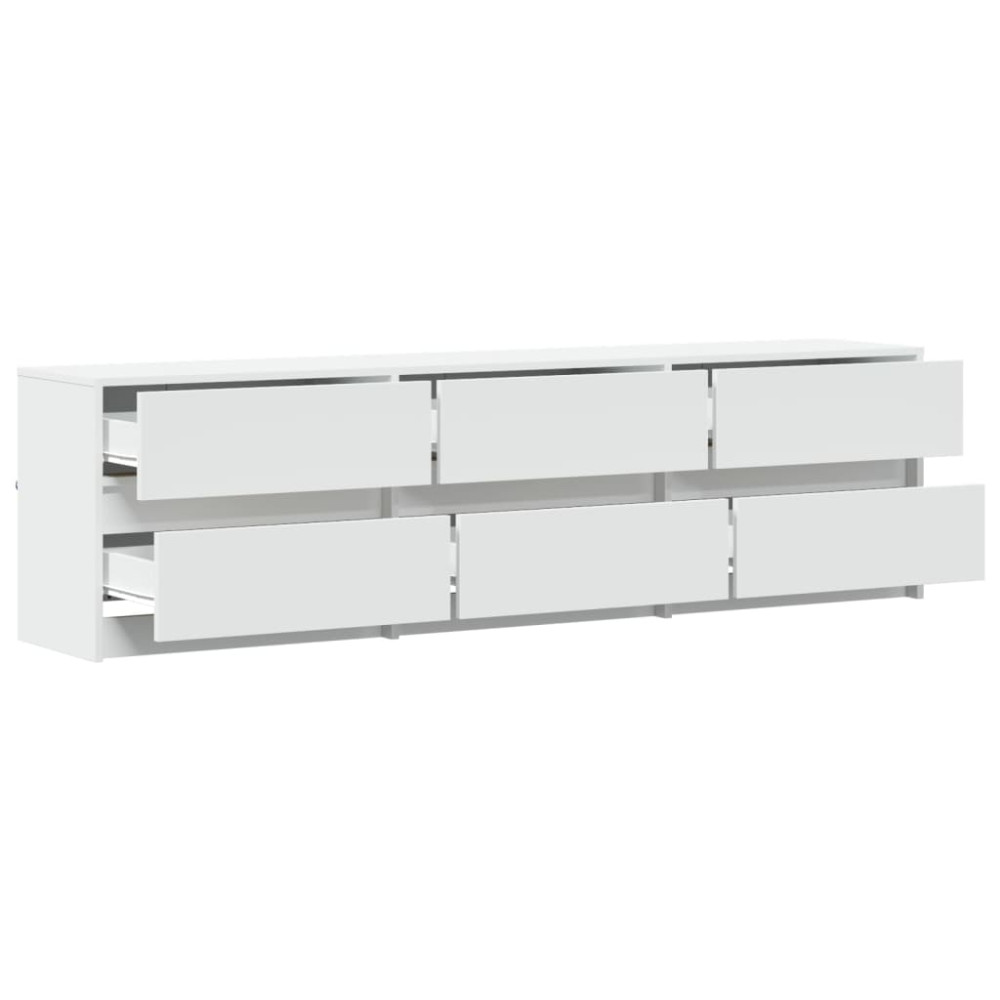 Produktbild för Tv-bänk med LEDs vit 180x34x50 cm konstruerat trä