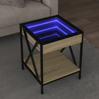 Produktbild för Soffbord med Infinity LEDs sonoma-ek 40x40x49 cm