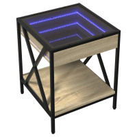 Produktbild för Soffbord med Infinity LEDs sonoma-ek 40x40x49 cm