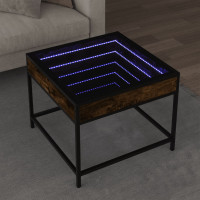 Produktbild för Soffbord med Infinity LEDs rökfärgad ek 50x50x41 cm