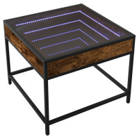 Produktbild för Soffbord med Infinity LEDs rökfärgad ek 50x50x41 cm