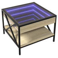 Produktbild för Soffbord med Infinity LEDs sonoma-ek 50x50x38 cm